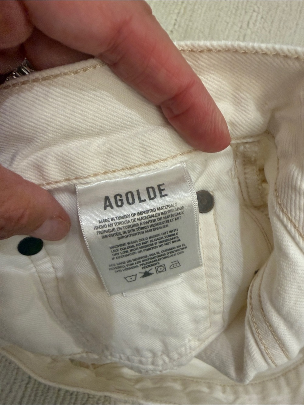 Agolde White Raw-Hem High-Rise Jean Shorts - 27 - Biscuit - Picture 4 of 5